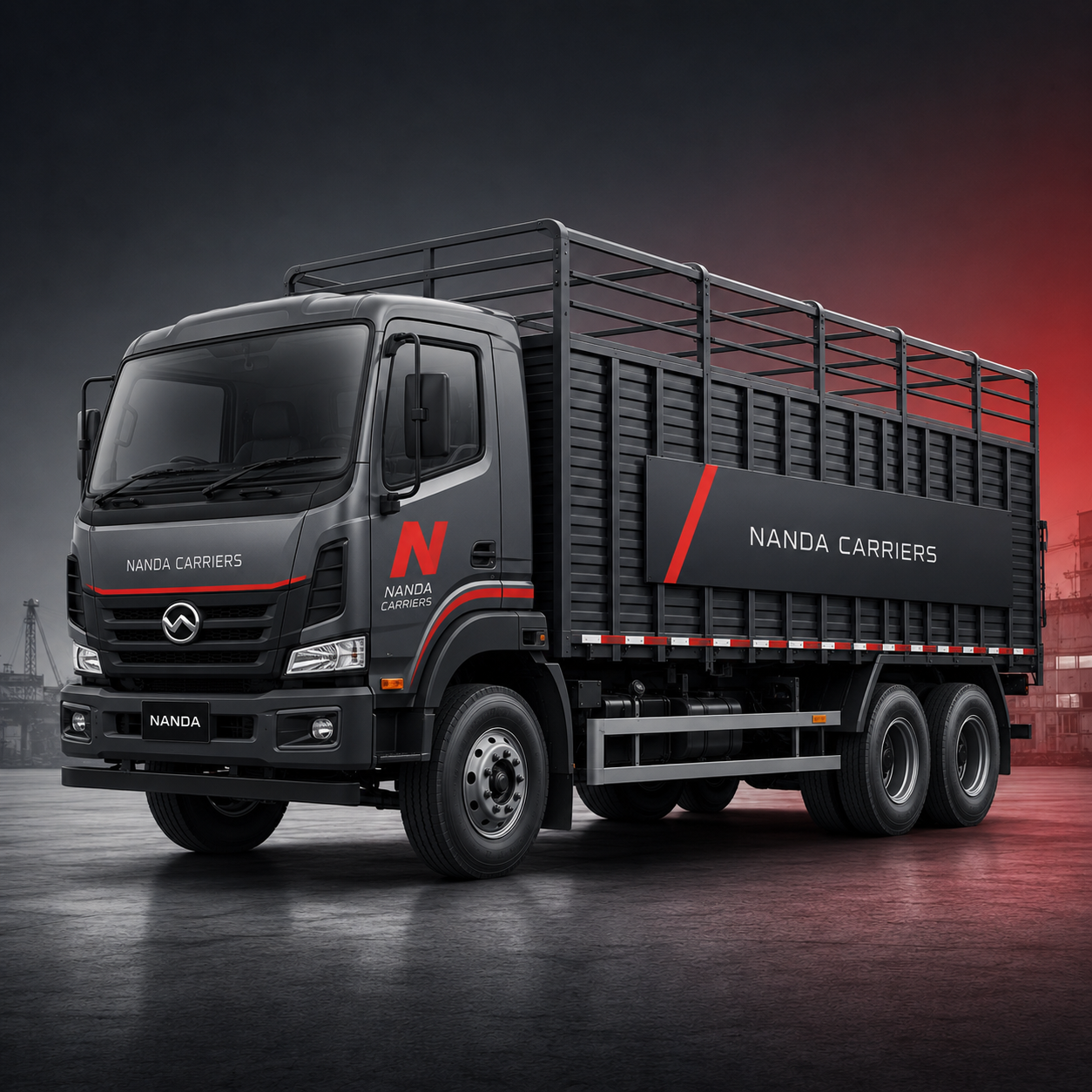 Open body truck for industrial cargo