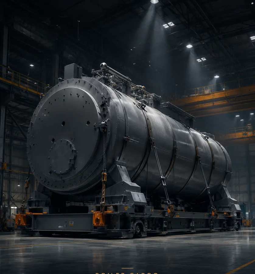 Large industrial project cargo prepared for specialized road movement