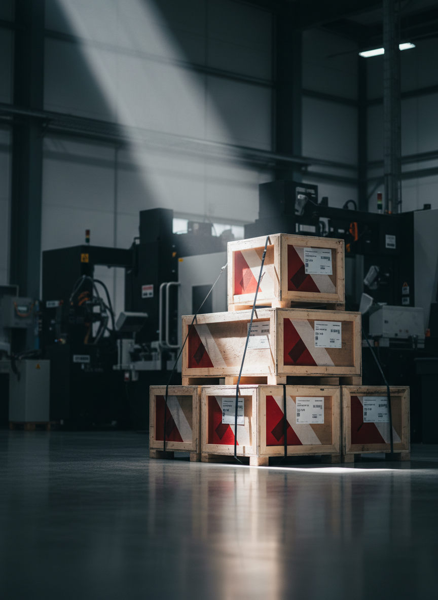 Industrial cargo ready inside a manufacturing facility